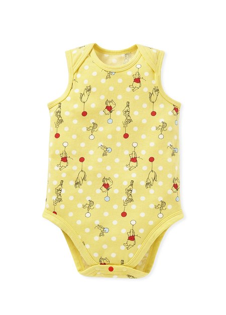 BABY Q彈棉質無袖包屁衣(2入)-氣球維尼