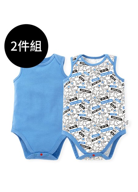 BABY Q彈棉質無袖包屁衣(2入)-標籤佩佩豬