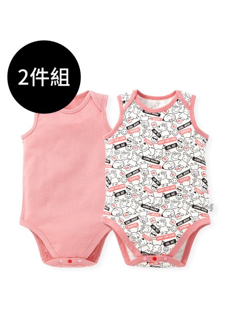 BABY Q彈棉質無袖包屁衣(2入)-標籤佩佩豬