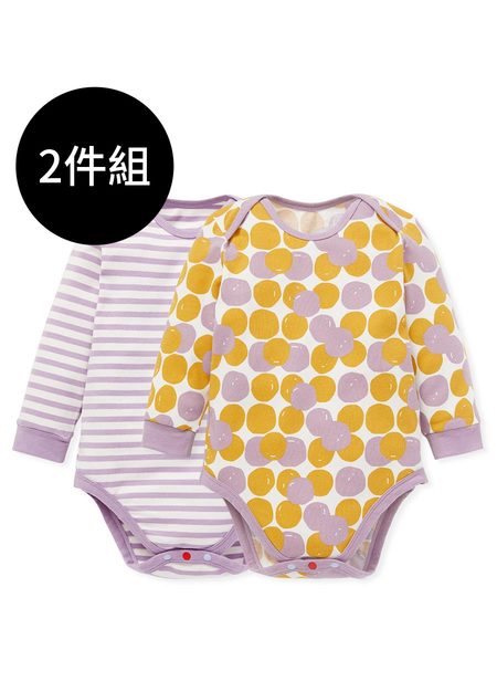BABY Q彈棉質長袖包屁衣(2入)-芋圓