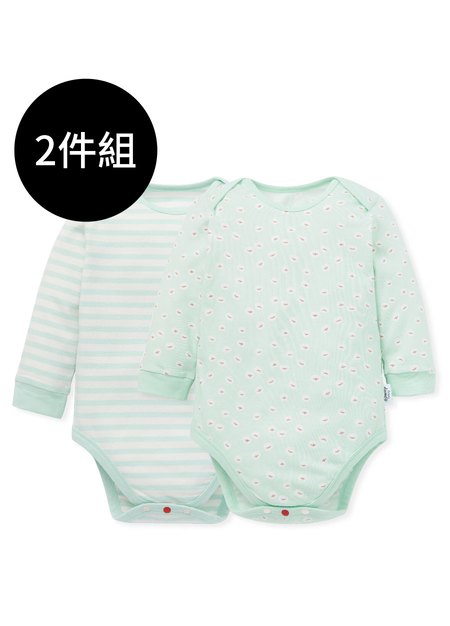 BABY Q彈棉質長袖包屁衣(2入)-薏仁