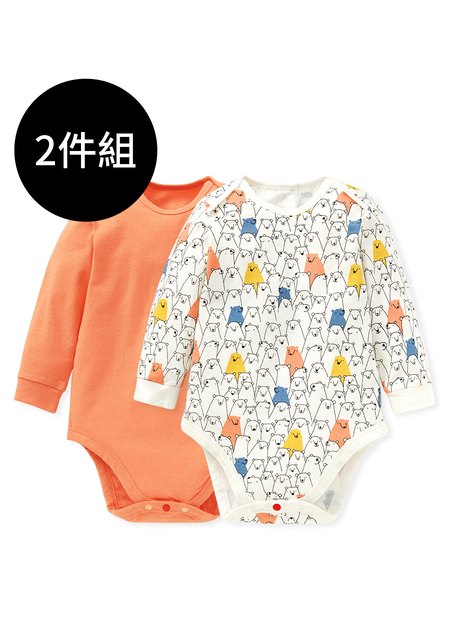 BABY Q彈棉質長袖包屁衣衣(2入)-線條北極熊