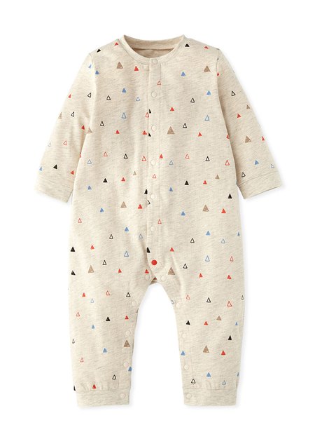 BABY 長袖連身衣-塗鴉三角形