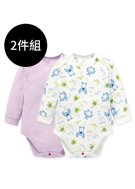 BABY Q彈棉質長袖包屁衣(2入)-怪獸大學