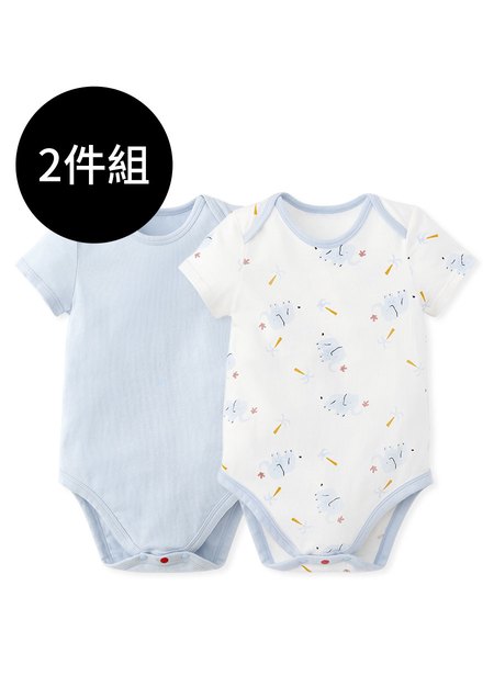 BABY Q彈棉質包屁衣(2入)-大象