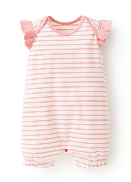 BABY Q彈荷葉橫紋連身包屁衣