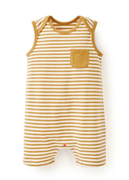 BABY Q彈無袖橫紋連身包屁衣