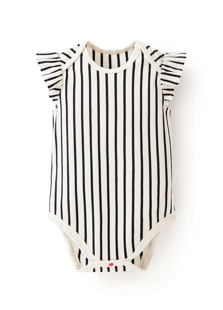 BABY Q彈荷葉直條包屁衣