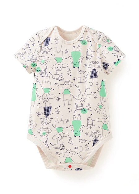 BABY Q彈棉質包屁衣-童趣線條