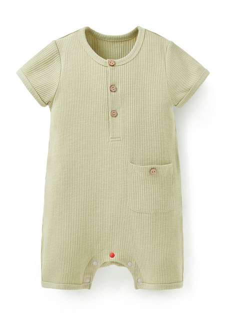 BABY坑條連身包屁衣