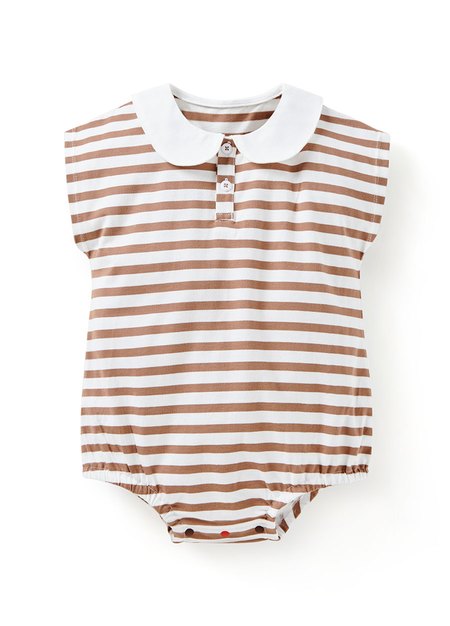 BABY翻領橫紋寬鬆包屁衣