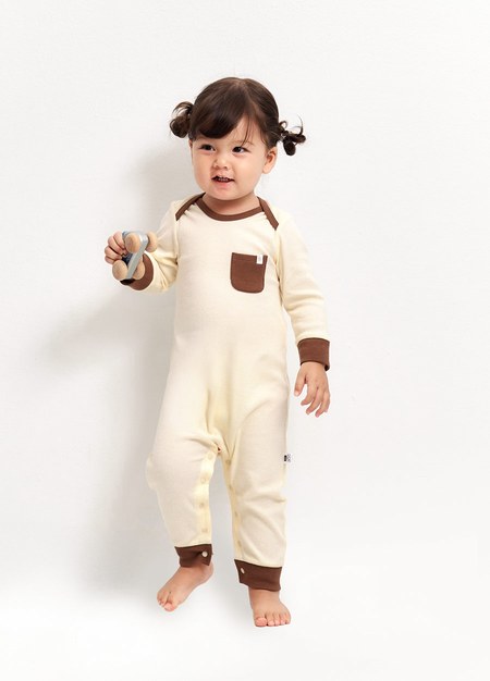 BABY Q彈配色長袖連身衣