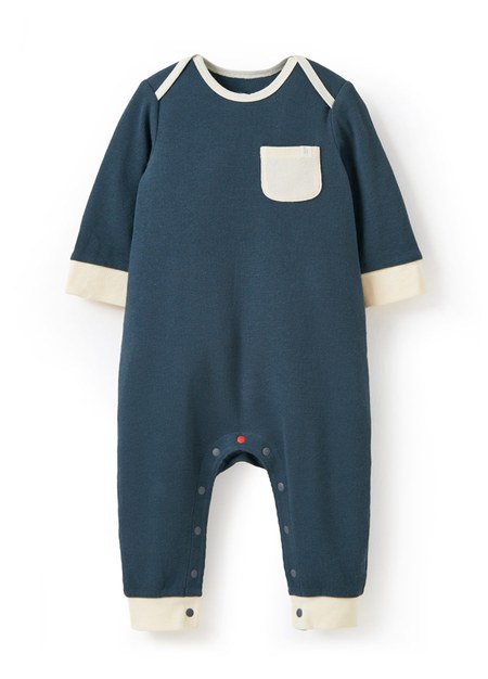 BABY Q彈配色長袖連身衣