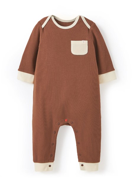 BABY Q彈配色長袖連身衣