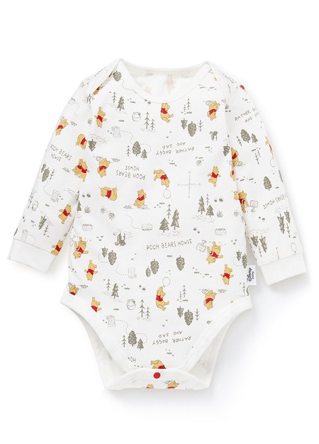 BABY Q彈棉質長袖包屁衣-森林維尼