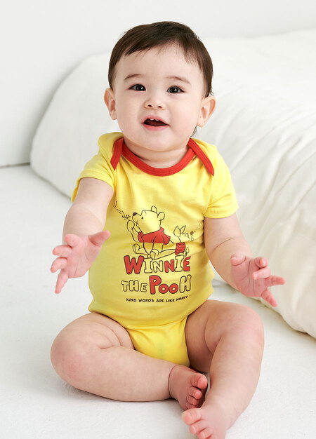 BABY迪士尼Q彈棉質包屁衣-維尼與小豬