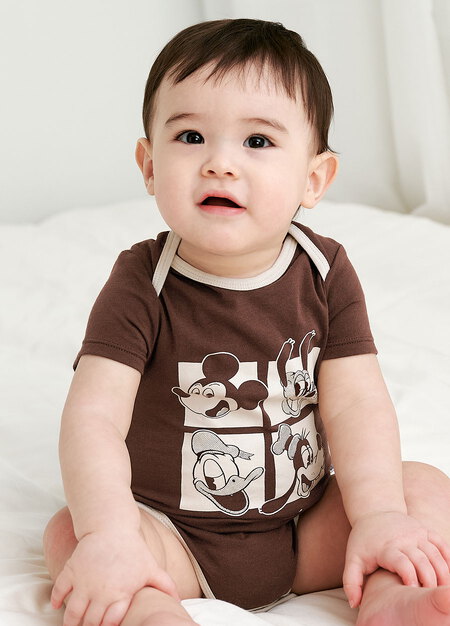 BABY迪士尼Q彈棉質包屁衣-米奇與好朋友
