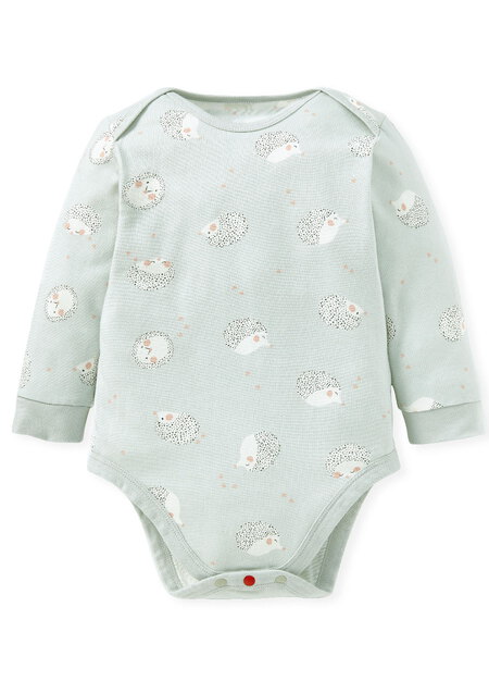 BABY Q彈棉質長袖包屁衣-刺蝟寶寶