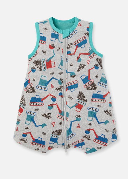 抗菌防踢被(薄款0-24M)拉鍊款-挖土機