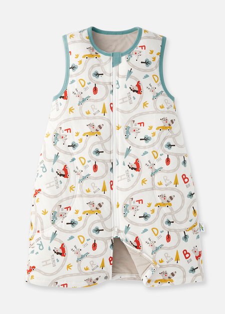 抗菌防踢被(薄款3Y)拉鍊款-森林碰碰車