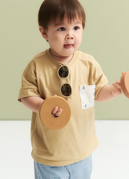 BABY拼貼口袋寬鬆上衣