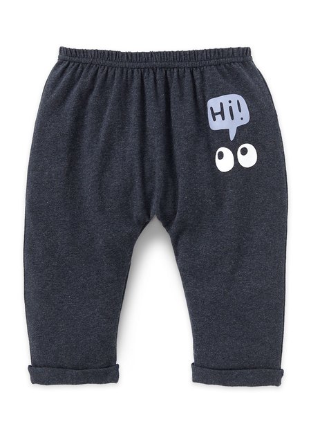 嬰幼兒Q彈棉質反摺長褲-大眼睛