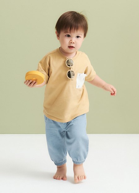 BABY涼爽牛仔束口褲