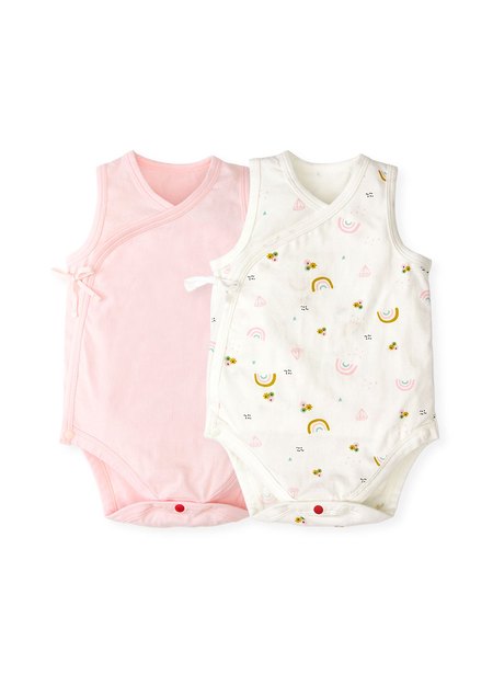 BABY Q彈棉質無袖包屁衣(2入)-彩虹