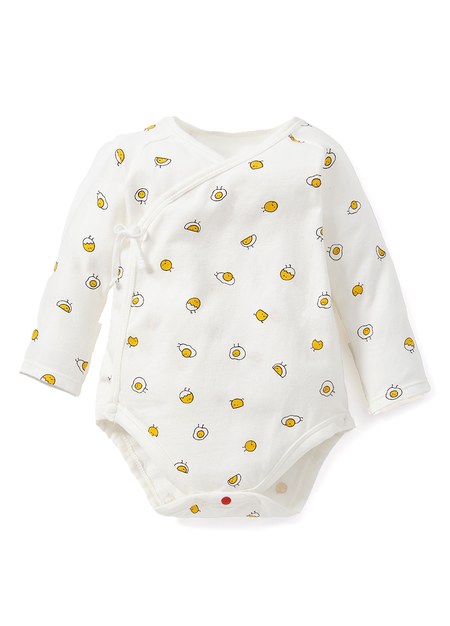 BABY Q彈棉質長袖包屁衣(2入)-蛋黃