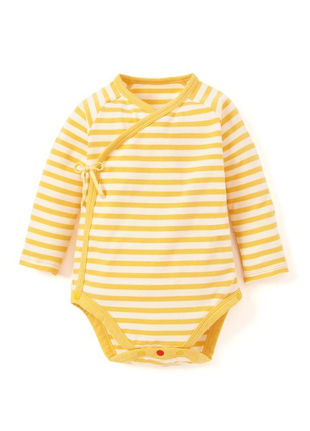 BABY Q彈棉質長袖包屁衣(2入)-蛋黃