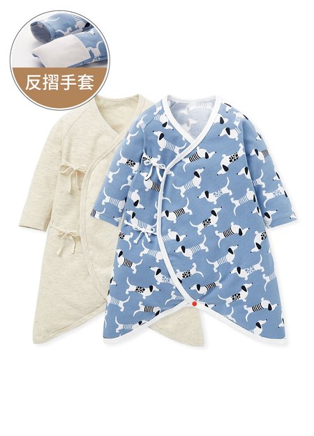新生兒Q彈棉質蝴蝶衣(2入)-狗狗