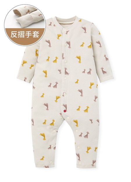 新生兒長袖連身衣-親子長頸鹿
