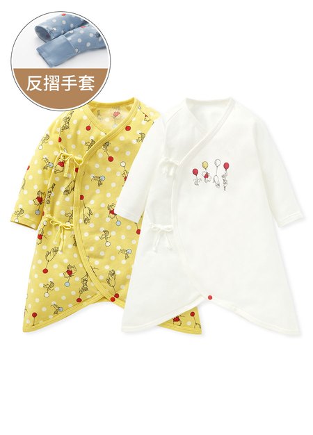 新生兒Q彈棉質蝴蝶衣(2入)-氣球維尼