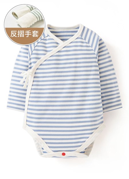 新生兒Q彈橫紋長袖包屁衣