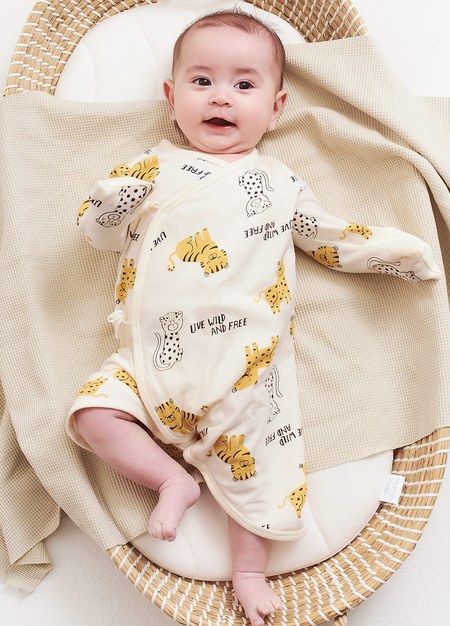 新生兒 Q彈棉質蝴蝶衣-老虎