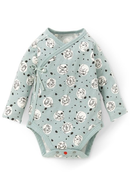 新生兒迪士尼Q彈棉質長袖包屁衣-點點貓狗