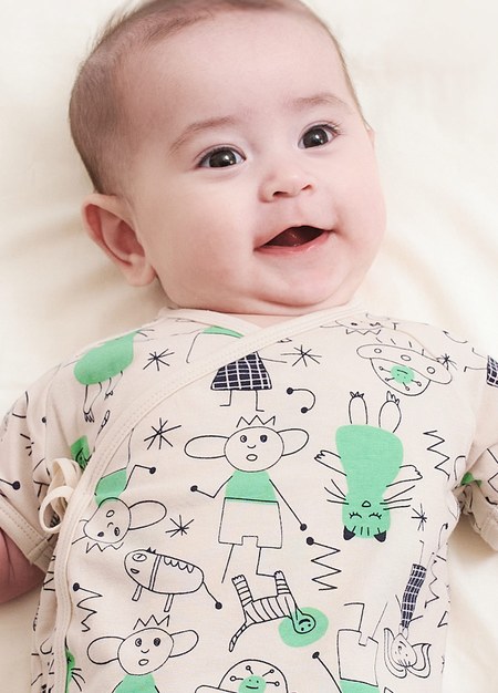 新生兒Q彈棉質包屁衣-童趣線條