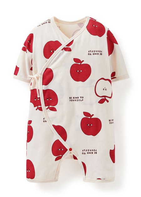 新生兒 短袖連身包屁衣-蘋果