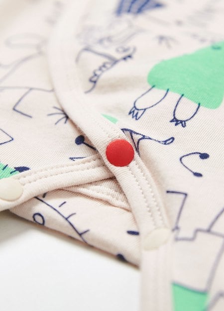 新生兒短袖連身包屁衣-童趣線條