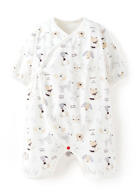 新生兒短袖連身包屁衣-狗狗