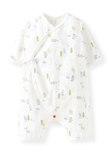 新生兒短袖連身包屁衣-森林動物