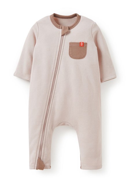 新生兒撞色拉鍊長袖連身衣