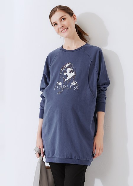 迪士尼冰雪奇緣寬鬆長版孕哺上衣