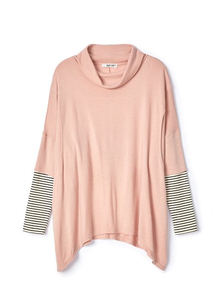 寬鬆垂領假兩件孕哺罩衫