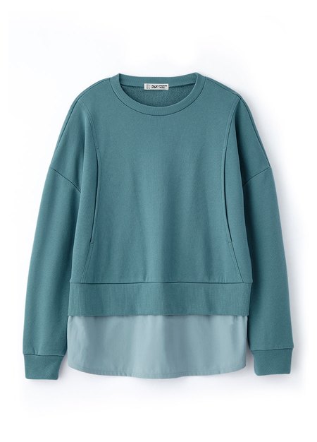 異材質拼接孕哺上衣