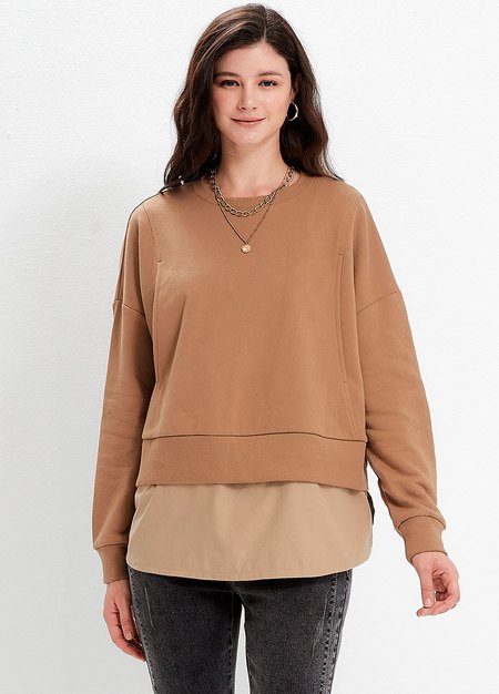 異材質拼接孕哺上衣