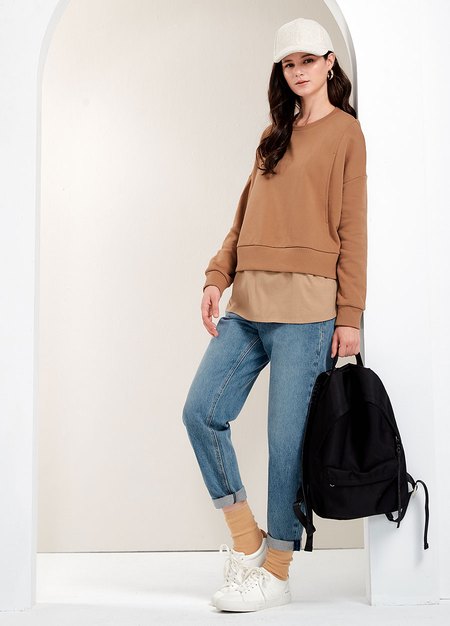 異材質拼接孕哺上衣