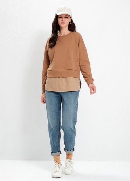 異材質拼接孕哺上衣