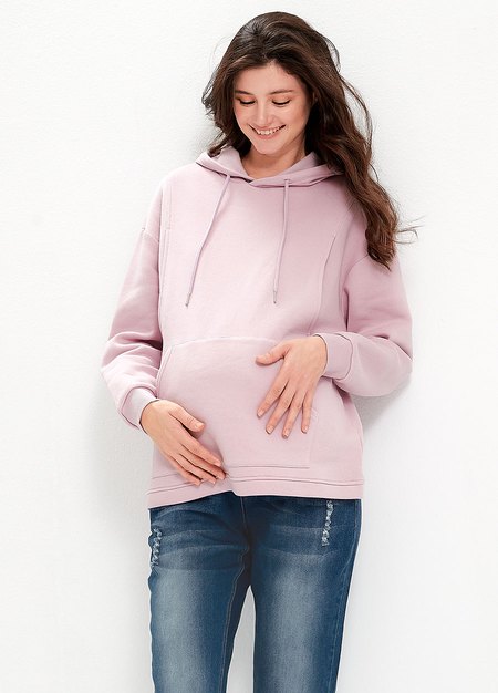 連帽刷毛寬鬆孕哺上衣