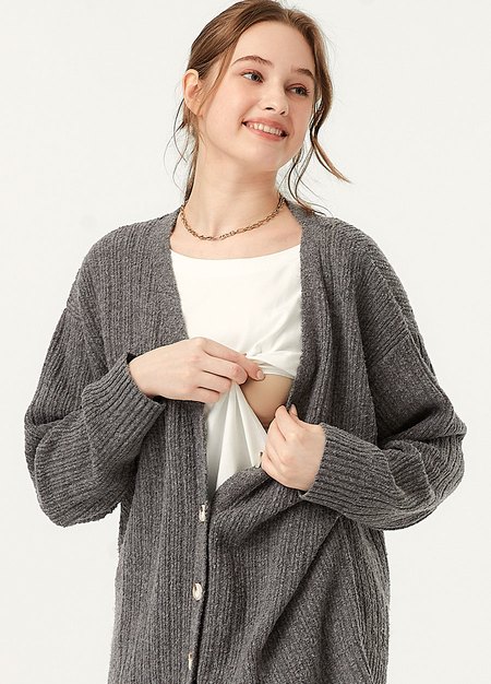 V領開襟孕哺針織衫(兩穿)